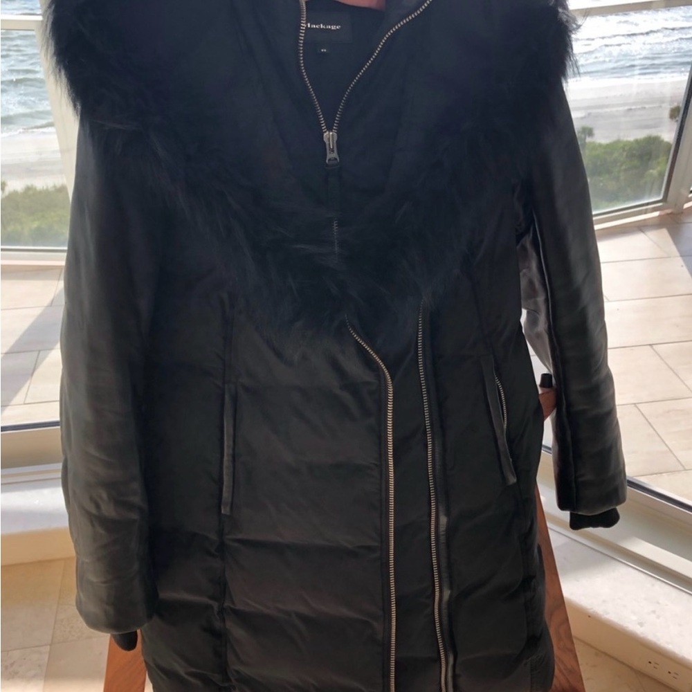 Mackage Cordelia Black Puffer Coat with Fur Trim - Picture 4 of 7